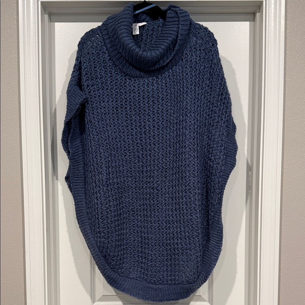 LC Lauren Conrad Navy Chunky Cowl Neck Sweater Poncho